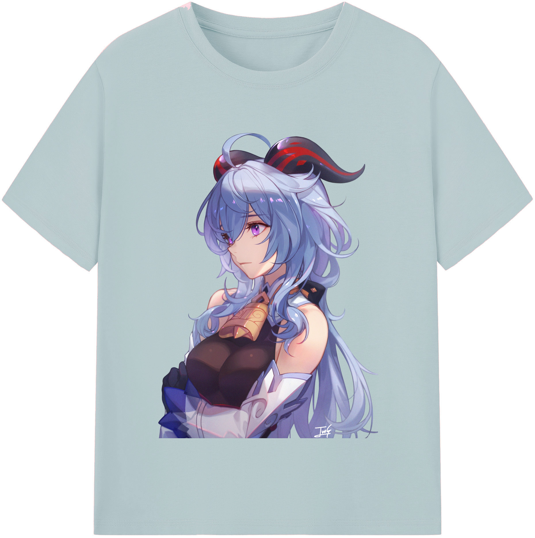 げんし神 甘雨 かんう genshin Ganyu 綿100％半袖Tシャツ（フロントプリント）